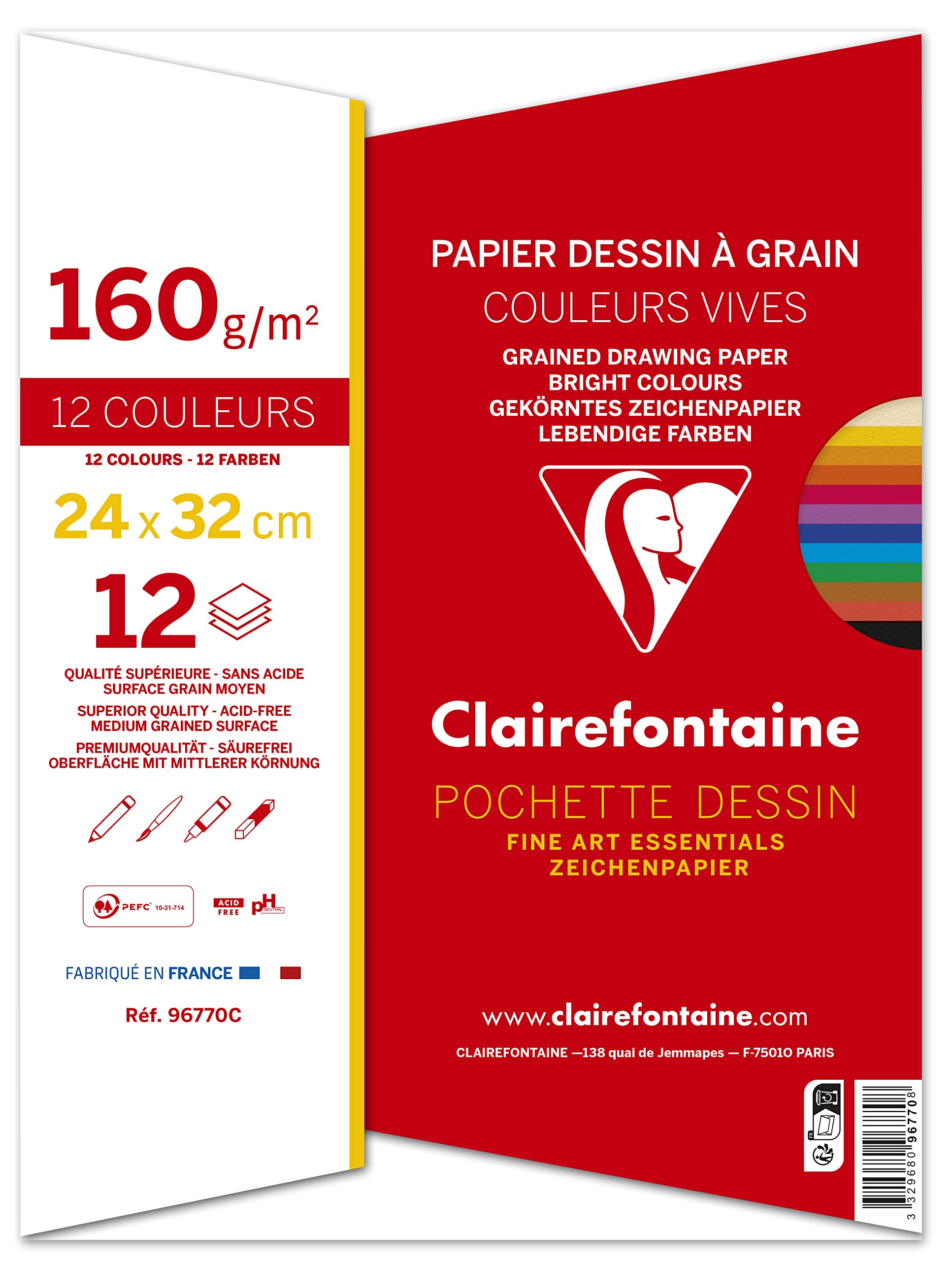 clairefontaine-painton-pochette-dessin-24x32-couleurs-160g-x12 image 2