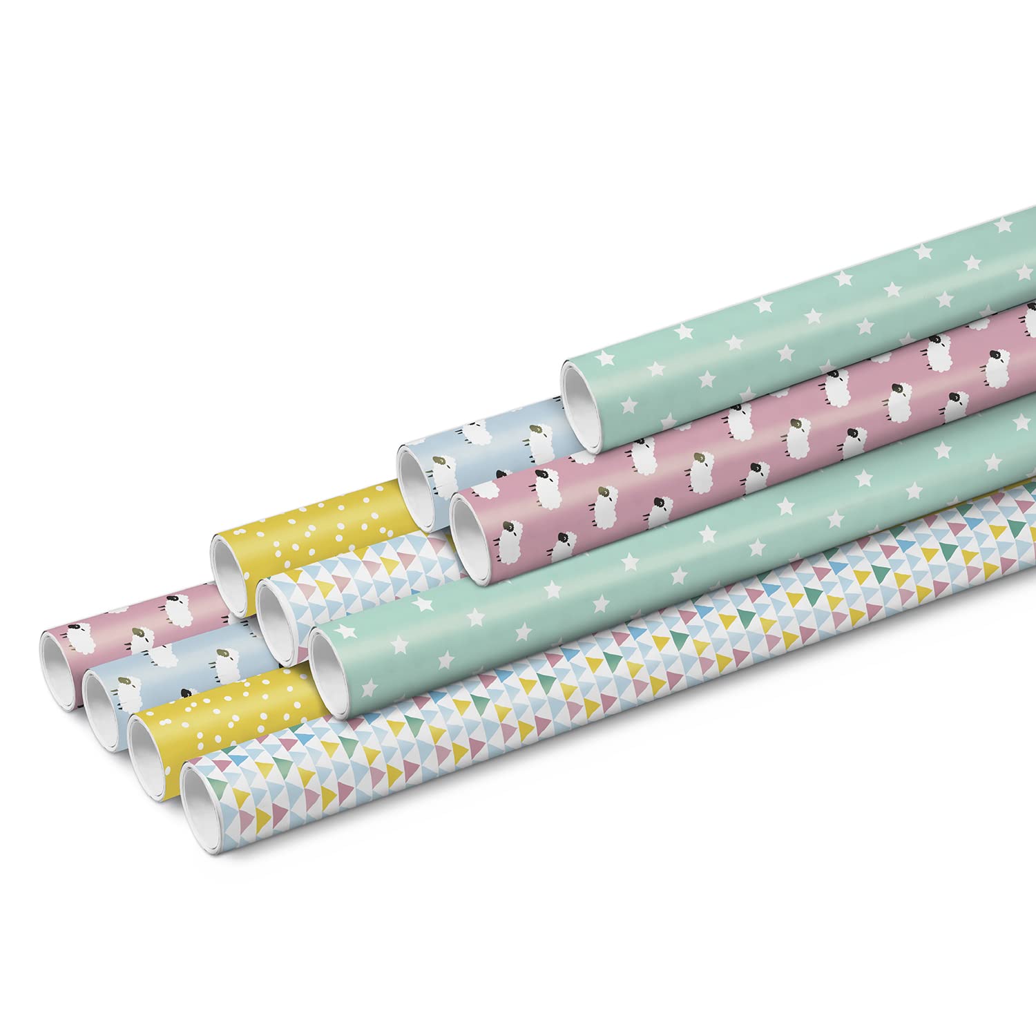 clairefontaine-excellia-papier-cadeau-moutons-triangles-2m-x-0-70m-lot-12 image 2