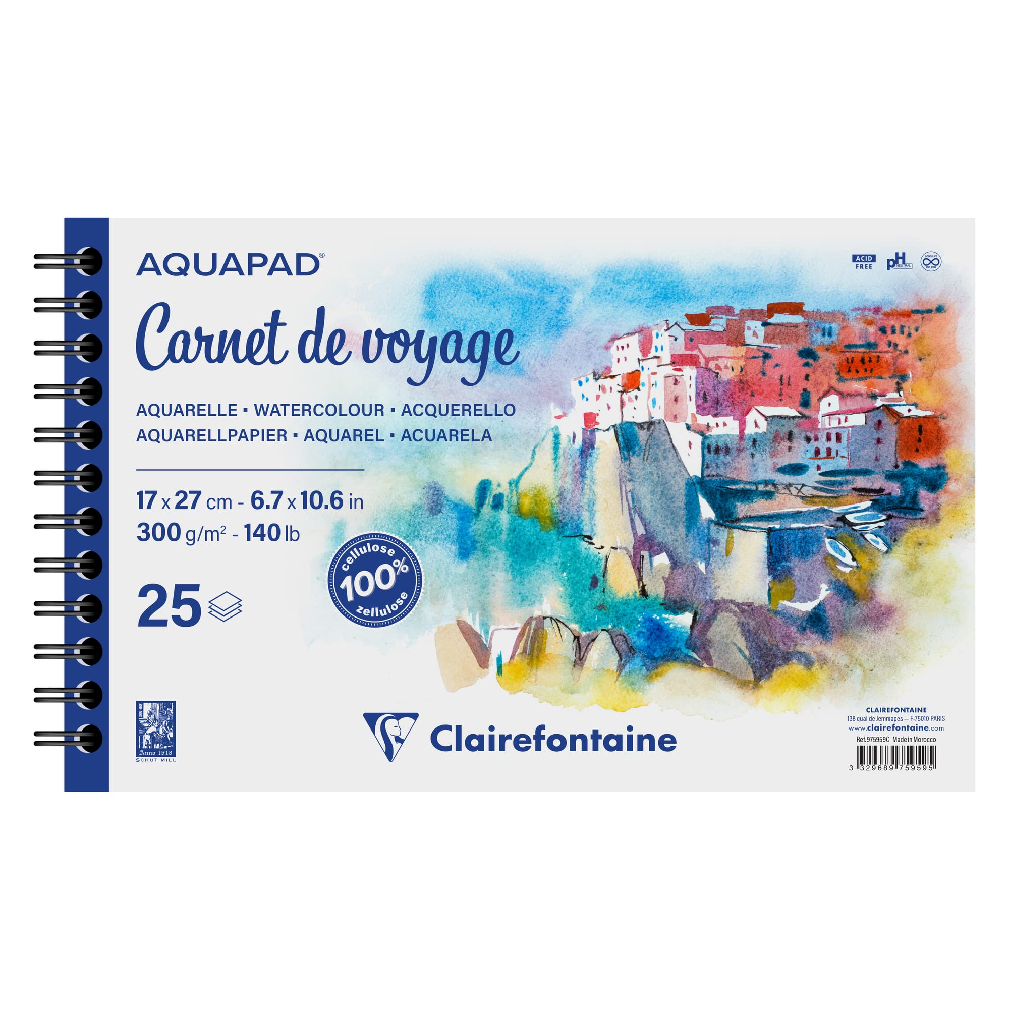 clairefontaine-painton-aquapad-carnet-aquarelle-17x27-cm-300g-grain-fin image 1