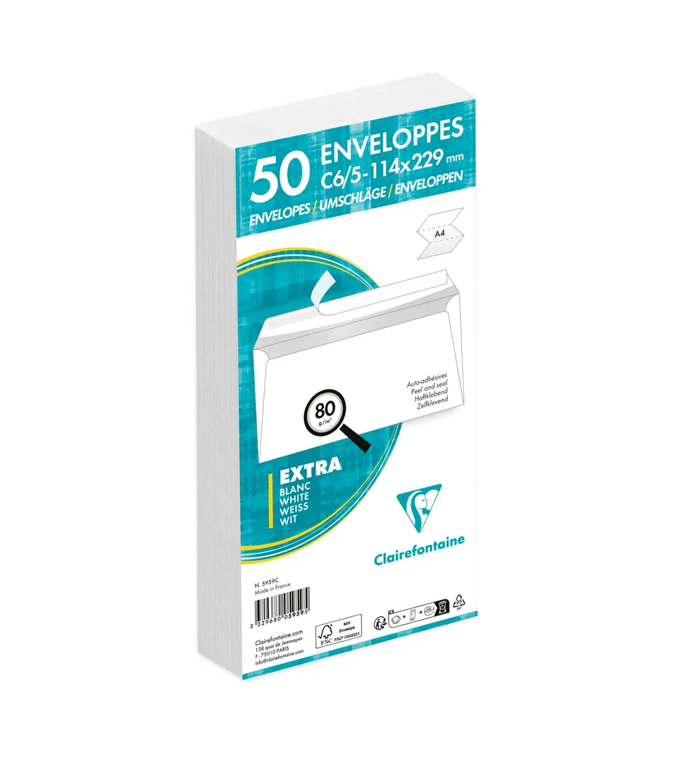 clairefontaine-pollen-50-enveloppes-c6-5-114x229-auto-adh-sives image 1