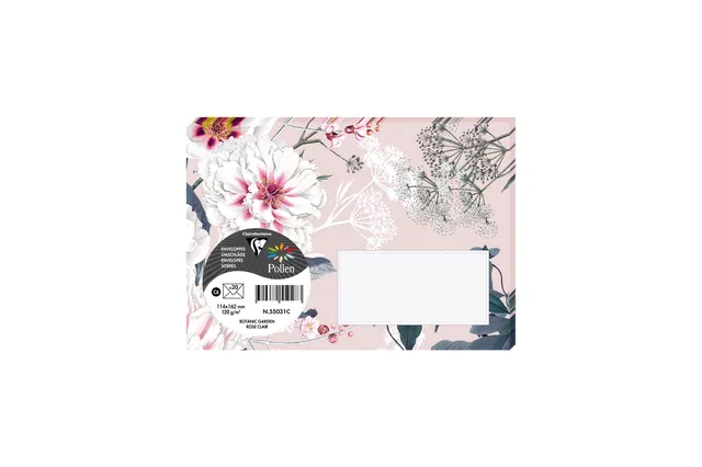 clairefontaine-pollen-20-enveloppes-c6-rose-clair-botanic-garden-120g image 1