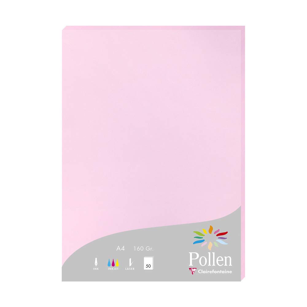 clairefontaine-pollen-14213c-papier-a4-160g-rose-drag-e-50-feuilles image 1