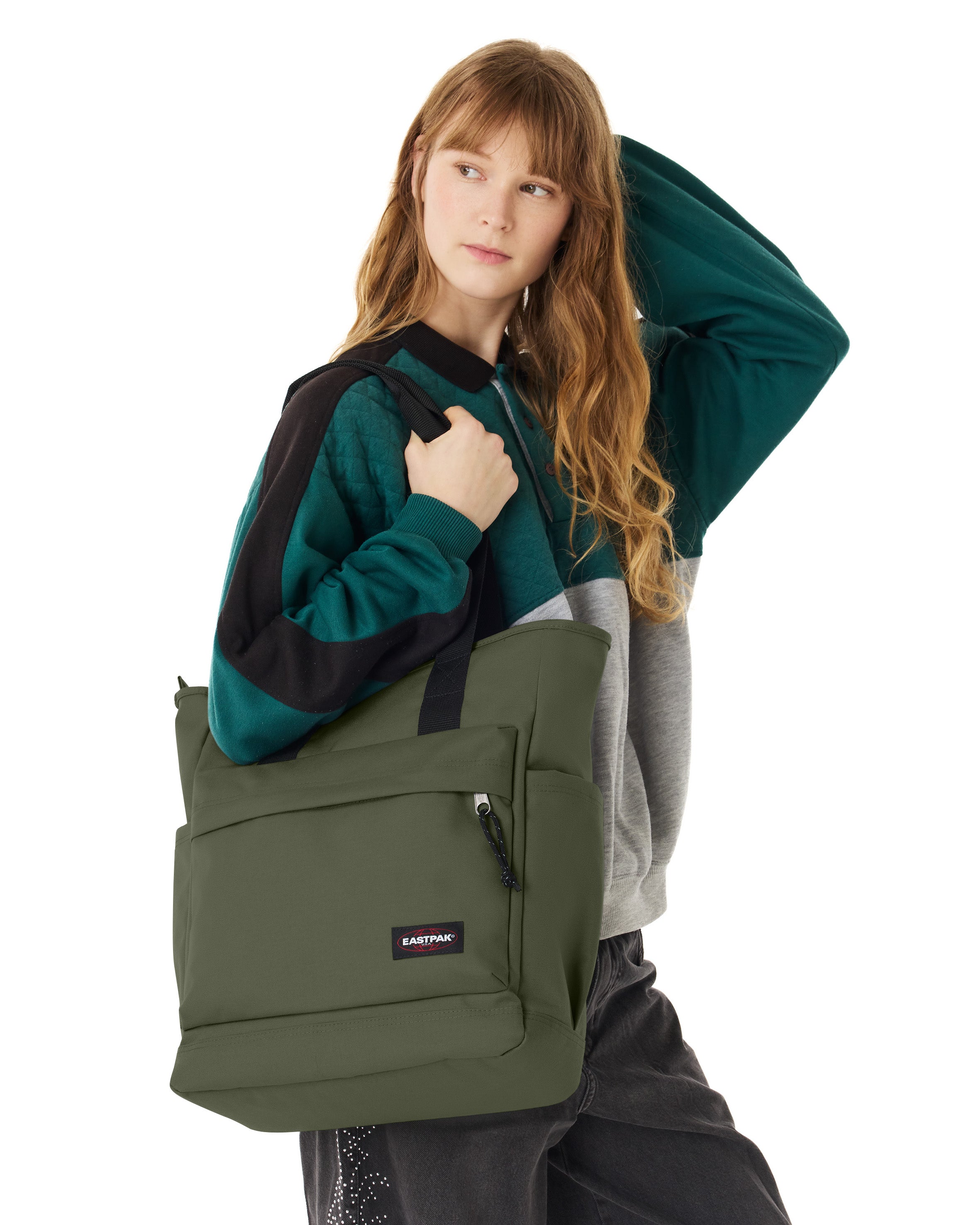 eastpak-tote-pocket-tote-bag-dark-khaki-moyen-16-pouces image 2