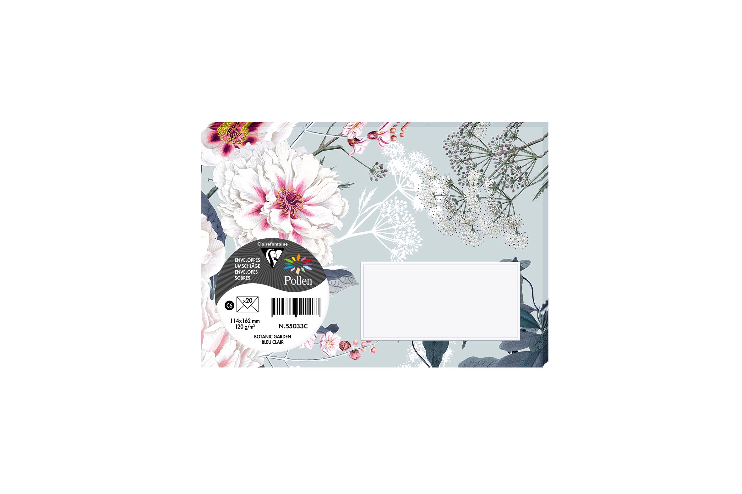 clairefontaine-pollen-20-enveloppes-c6-rose-clair-botanic-garden-120g image 8