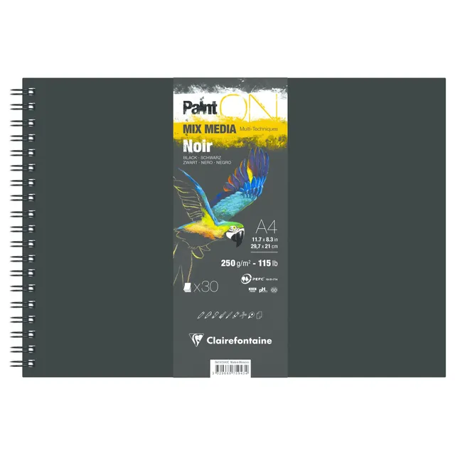 clairefontaine-painton-975943c-carnet-spiral-a4-noir-30-feuilles image 1