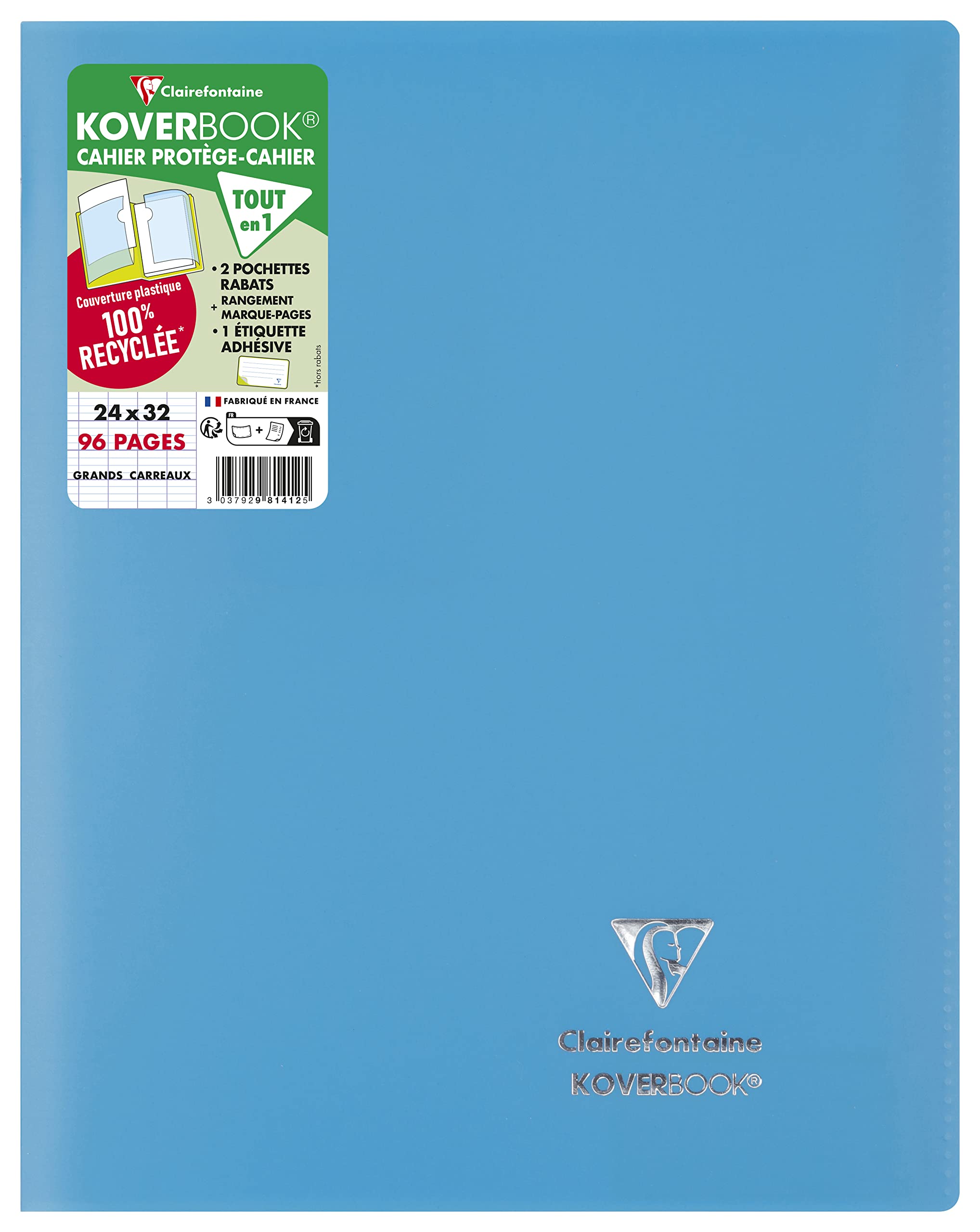 clairefontaine-koverbook-cahier-24x32-bleu-turquoise-90-g image 1