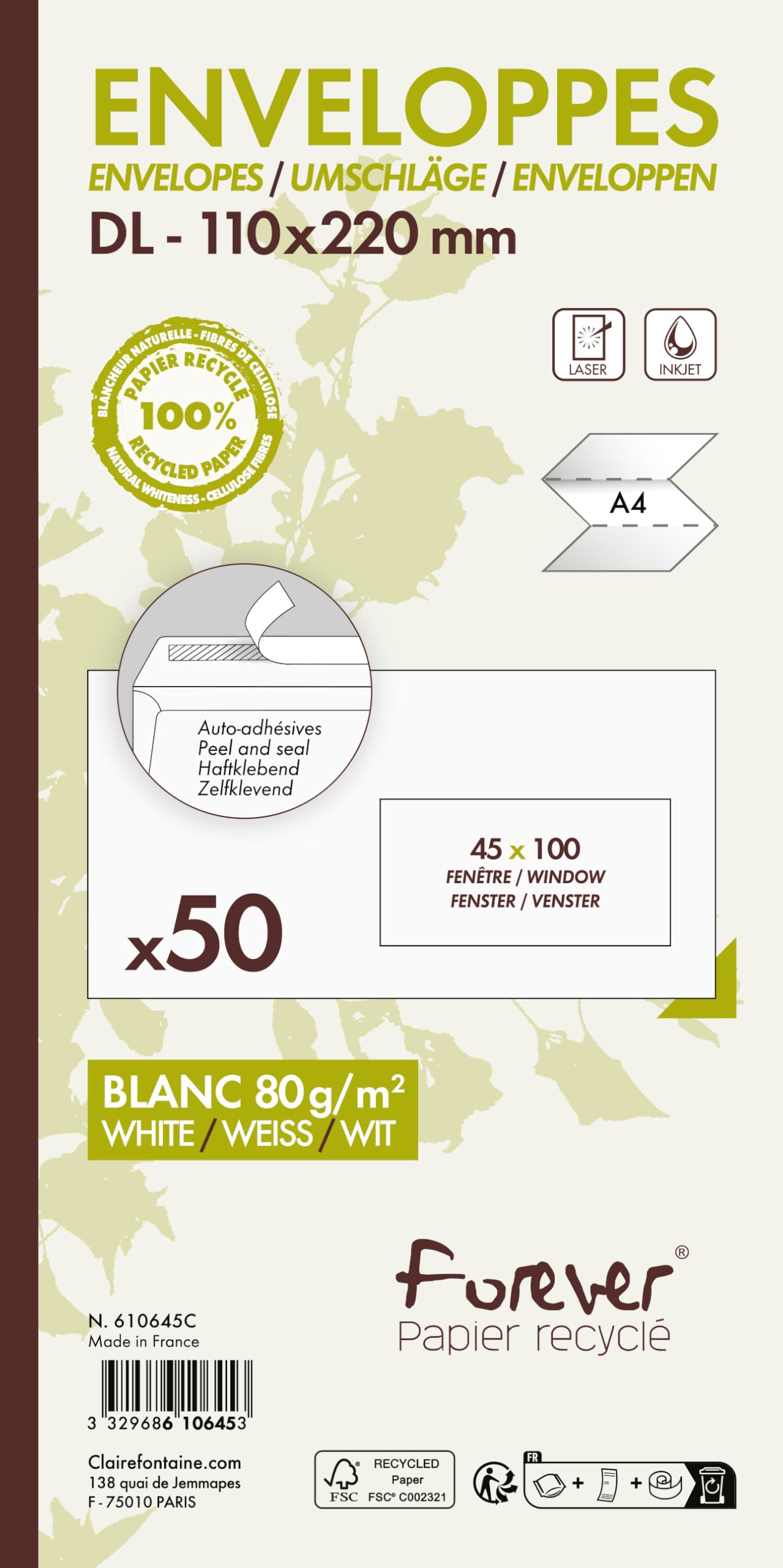clairefontaine-forever-50-enveloppes-dl-recycl-110x220 image 3