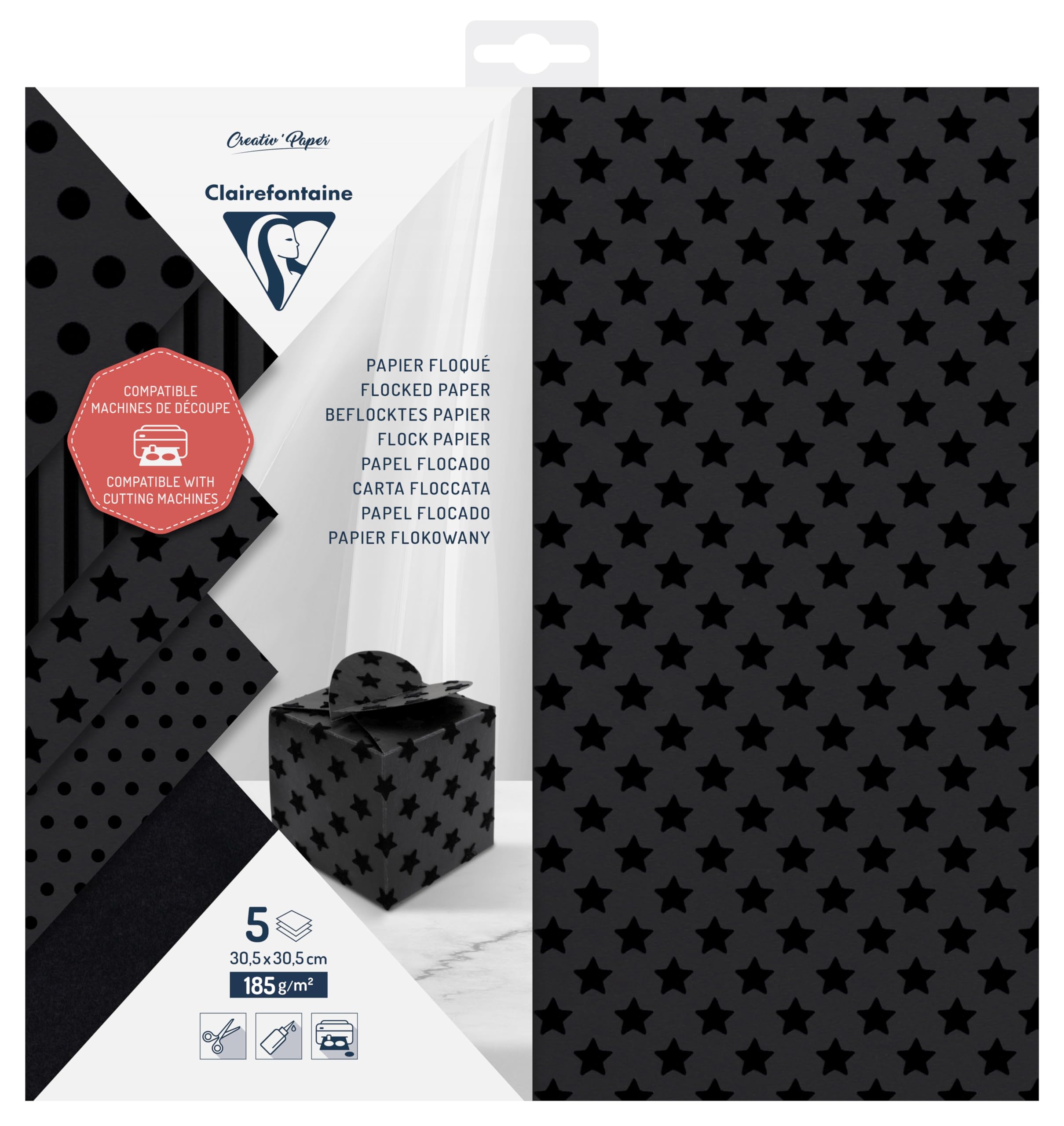 clairefontaine-95734c-papier-velours-noir-floqu-30-5x30-5-lot-de-5 image 1