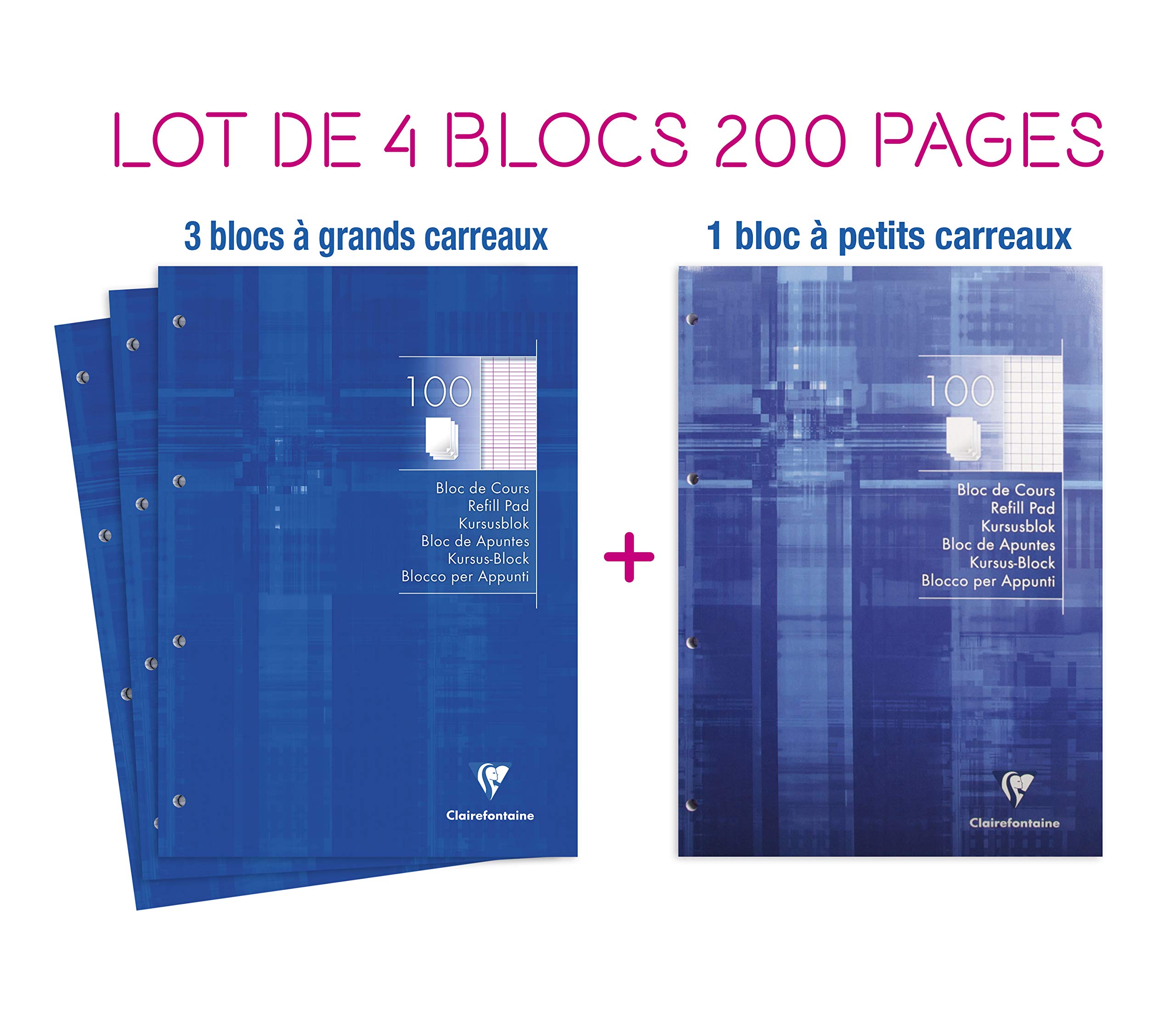 clairefontaine-1951-5816amzc-lot-4-blocs-cours-a4-grands-carreaux image 2