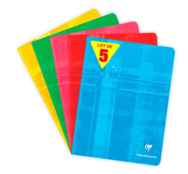 clairefontaine-back-to-basics-lot-5-cahiers-17x22-grands-carreaux-48p image 1