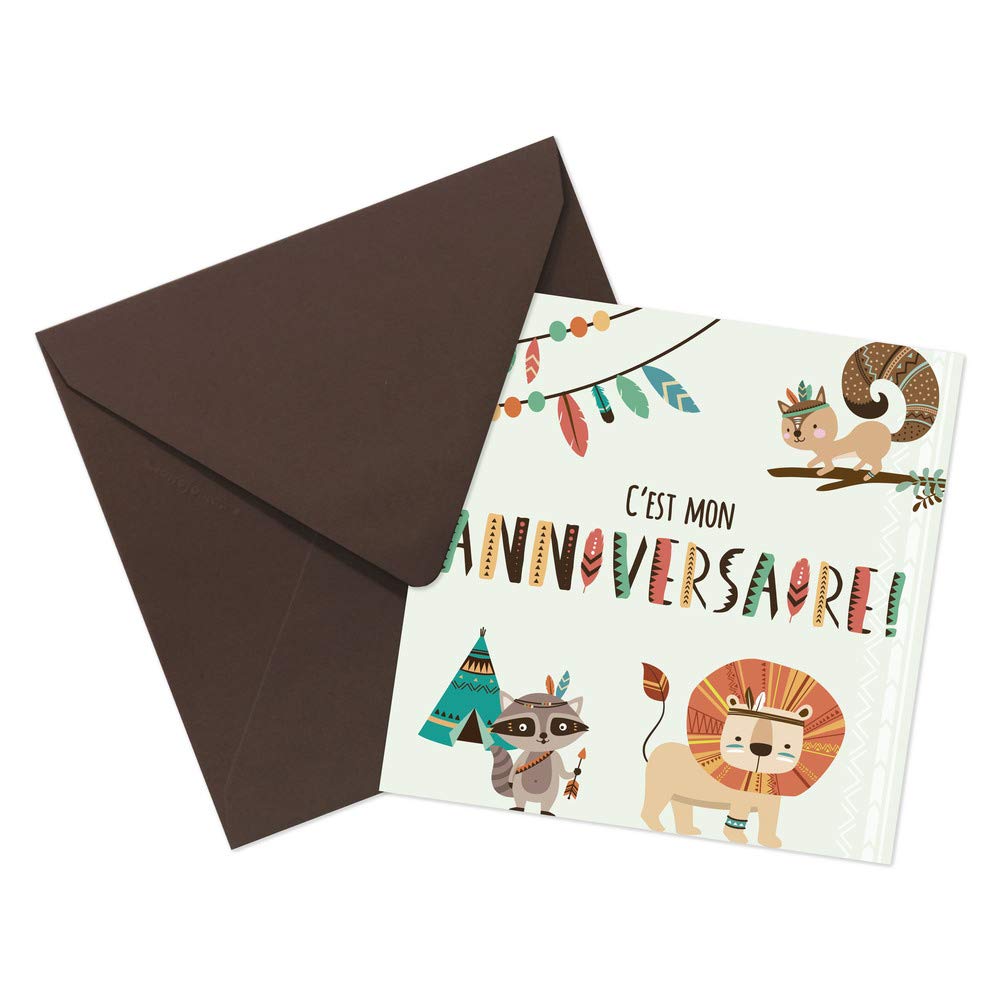 clairefontaine-pollen-set-8-cartes-anniversaire-gar-on-indiens-enveloppes image 3