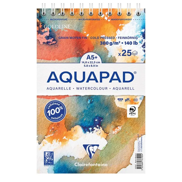 clairefontaine-aquapad-bloc-aquarelle-a5-25-feuilles-300-g image 1