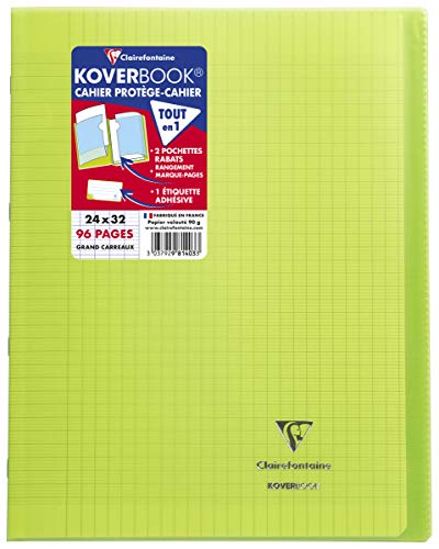 clairefontaine-koverbook-cahier-24x32-grands-carreaux-vert-96-pages image 6