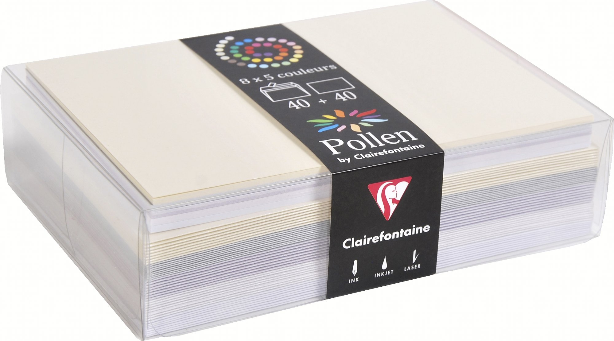 clairefontaine-pollen-coffret-mariage-40-cartes-enveloppes-c6 image 1