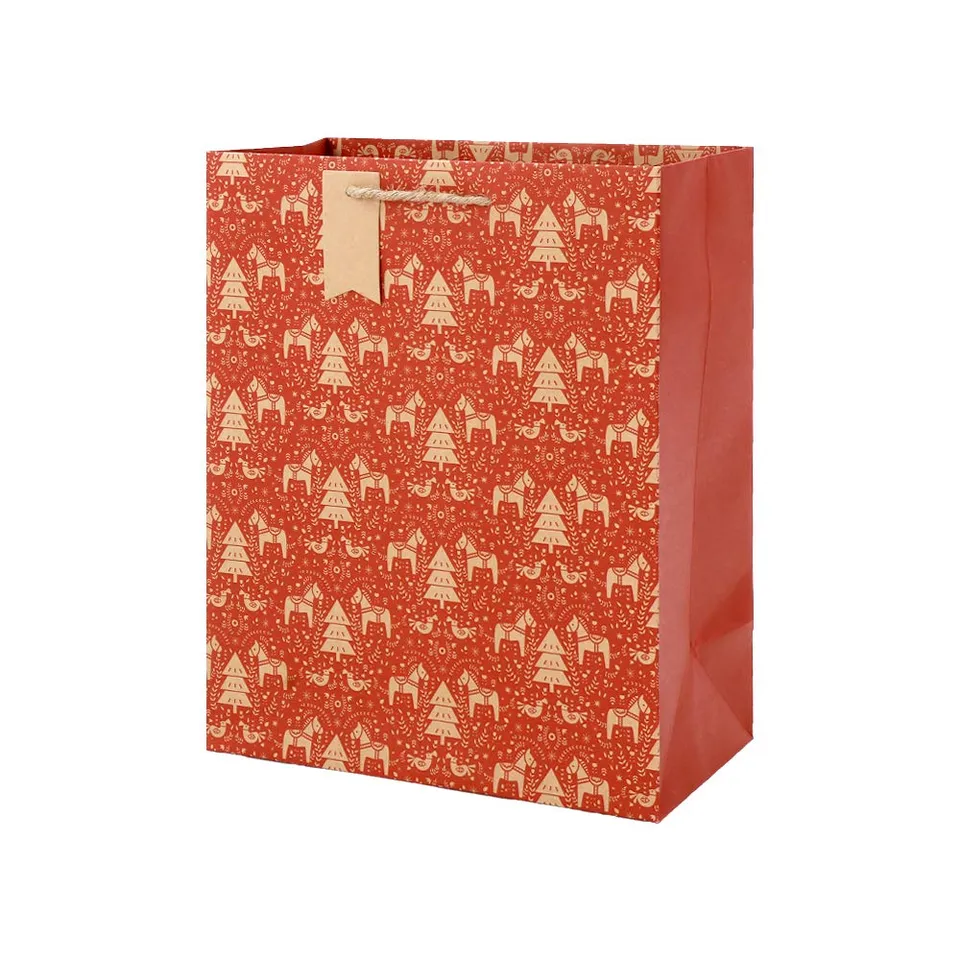 clairefontaine-tulip-sac-cadeau-kraft-26-5x14x33-cm-rouge-chevaux image 1