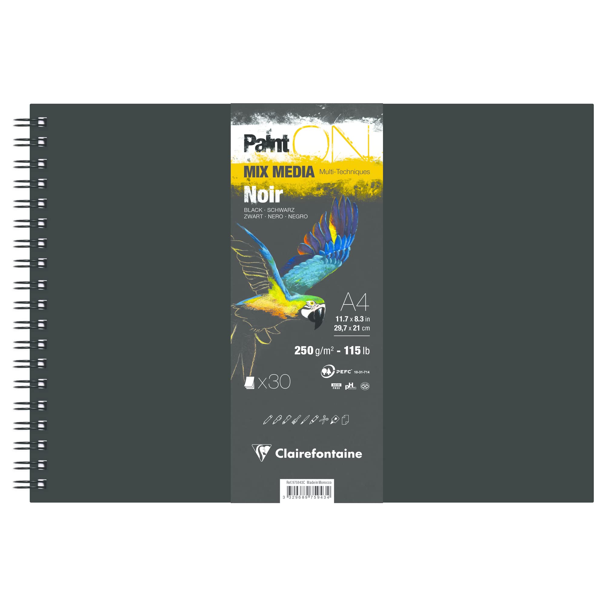 clairefontaine-painton-975943c-carnet-spiral-a4-noir-30-feuilles image 1