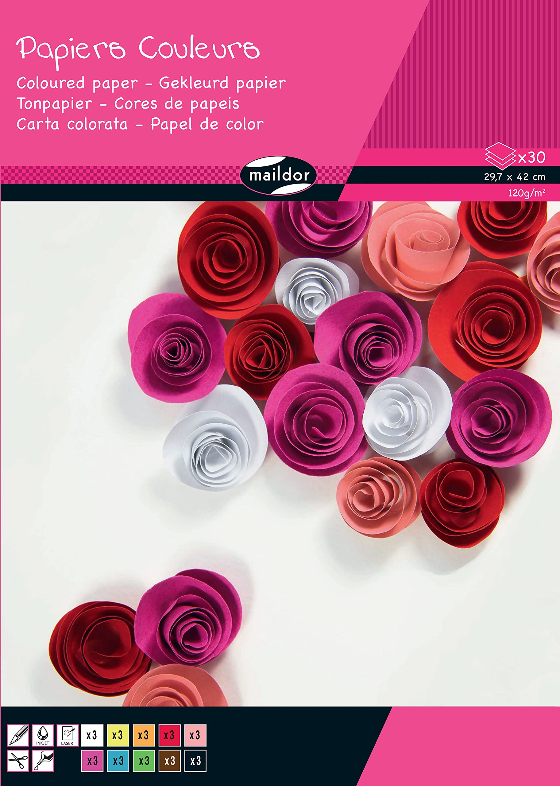 clairefontaine-back-to-basics-bloc-papier-couleur-a3-30-feuilles-assorties-120g image 1