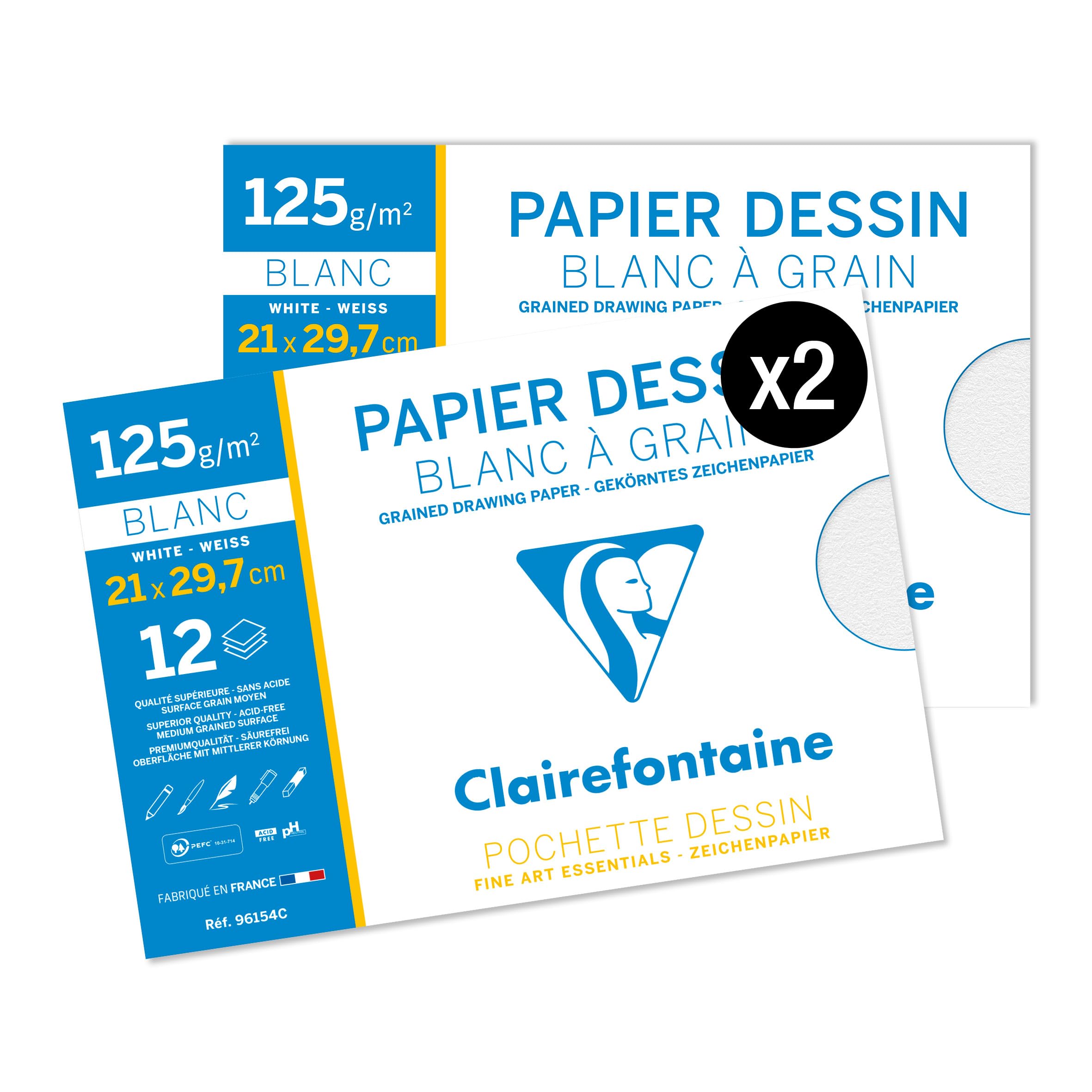 clairefontaine-painton-pochette-dessin-a4-125g-lot-de-2 image 1