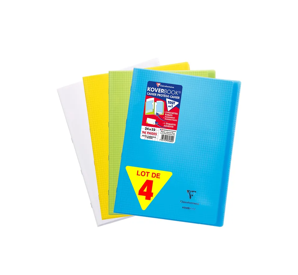 clairefontaine-koverbook-lot-4-cahiers-24x32-petits-carreaux image 1