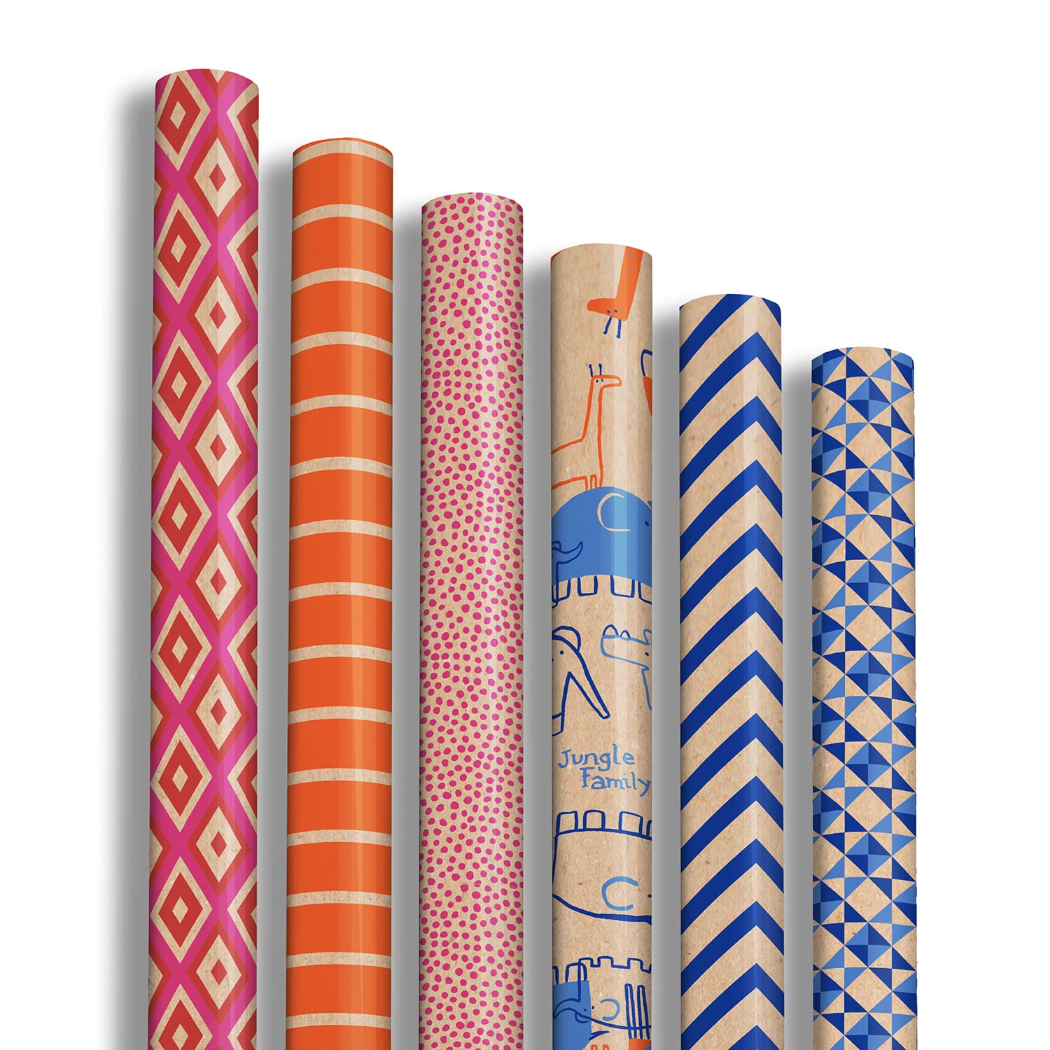 clairefontaine-tulip-paper-papier-cadeau-kraft-g-om-trique-12-rouleaux image 1
