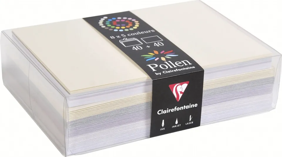 clairefontaine-pollen-coffret-mariage-40-cartes-enveloppes-c6 image 1