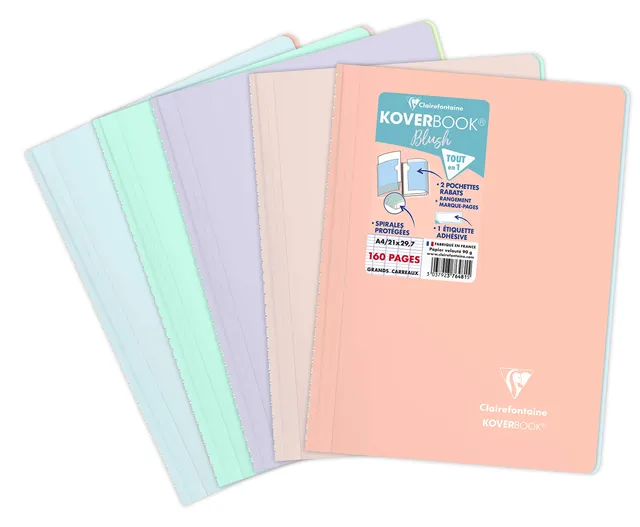 clairefontaine-koverbook-blush-376481c-cahier-spirale-a4-160p image 1