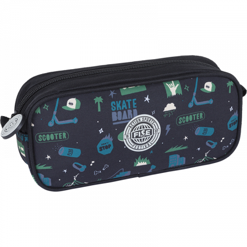 fise-papeterie-x-oberthur-trousse-rectangle-noir-vert-skate image 1
