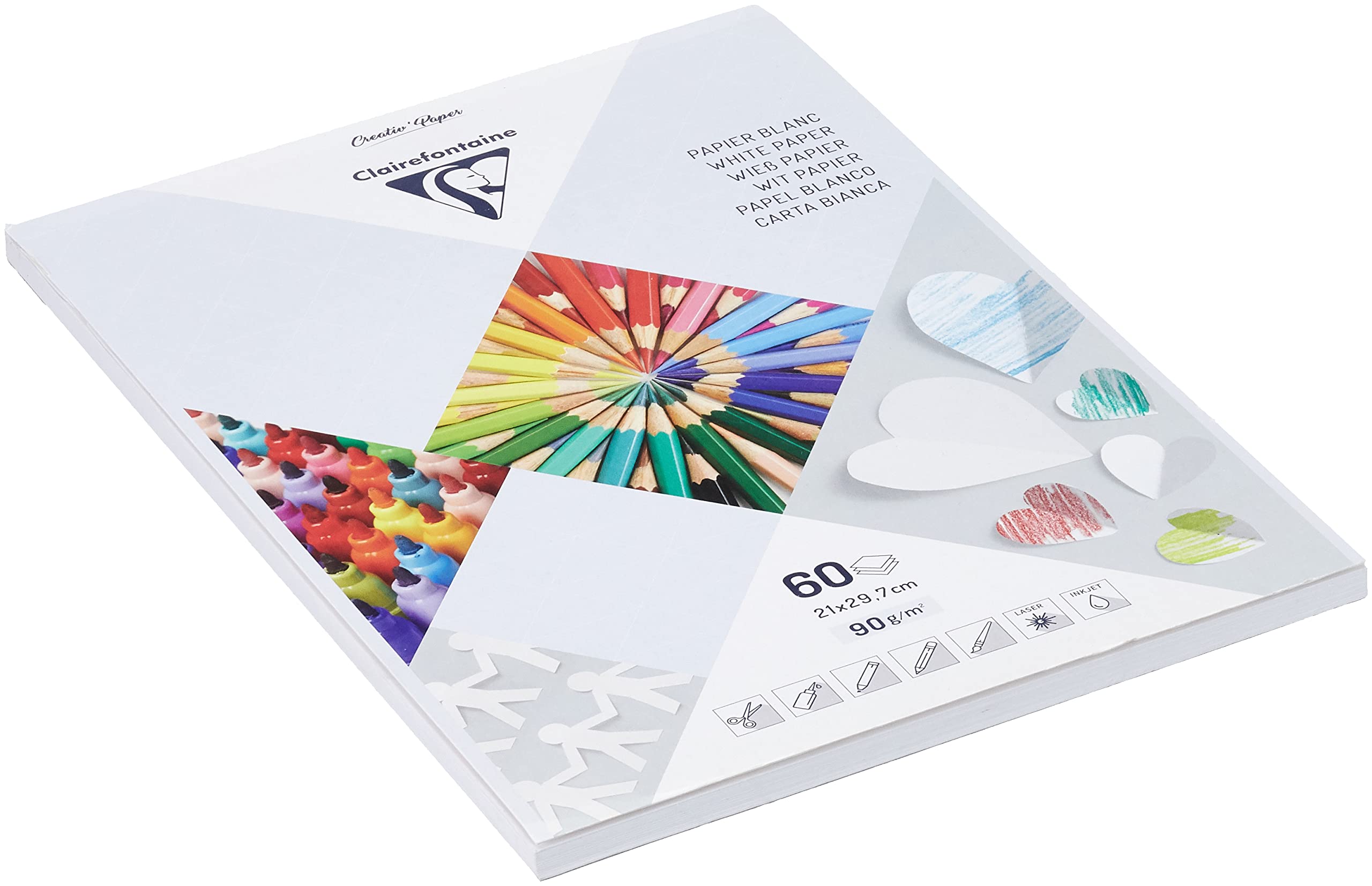 clairefontaine-bloc-papier-dessin-blanc-a4-60-feuilles-90g image 2