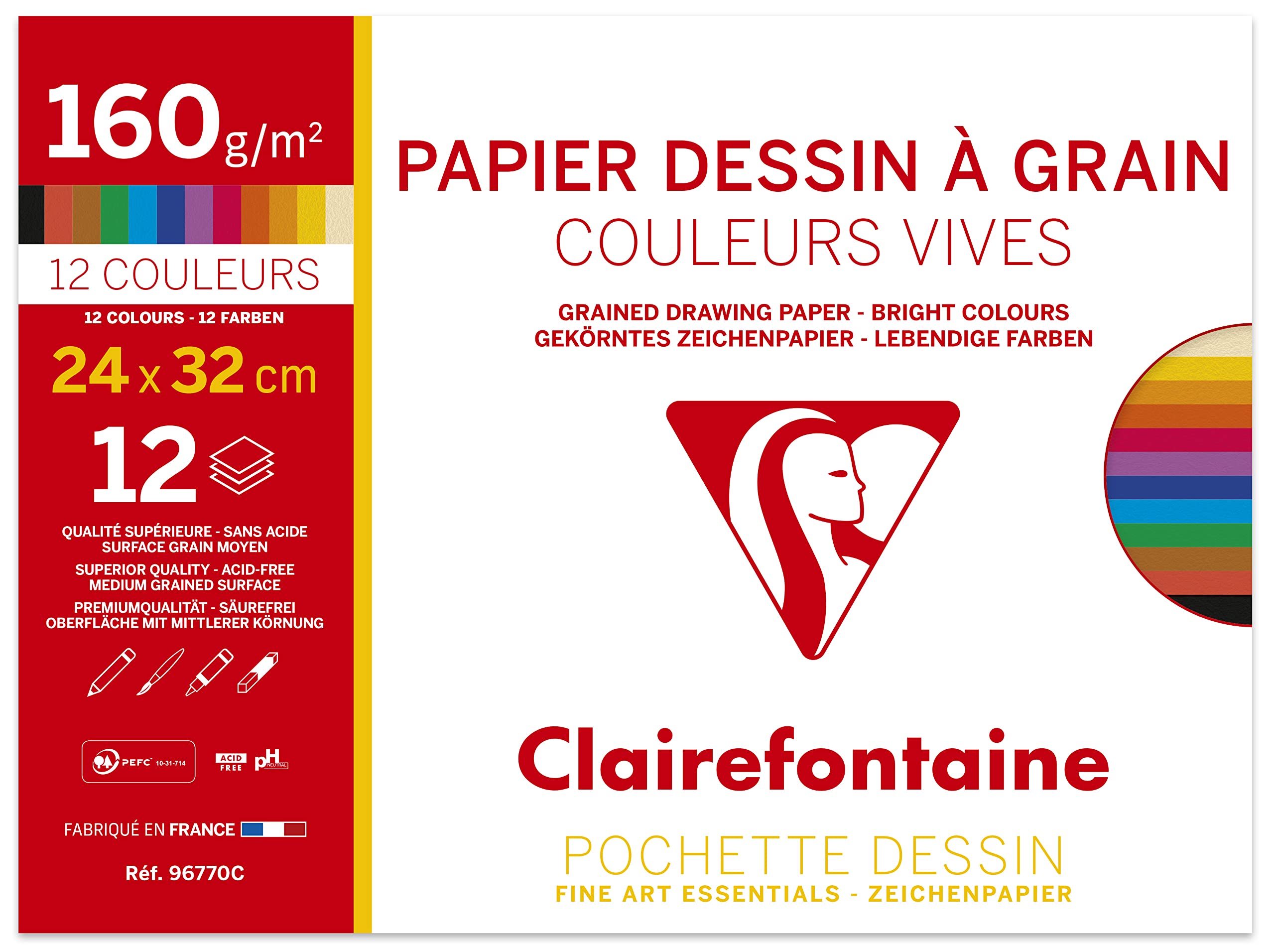 clairefontaine-painton-pochette-dessin-24x32-couleurs-160g-x12 image 1