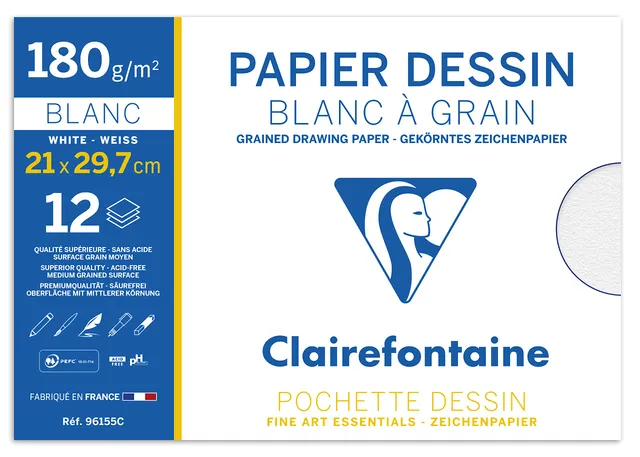 clairefontaine-painton-pochette-dessin-a4-grain-12-feuilles-180g image 1