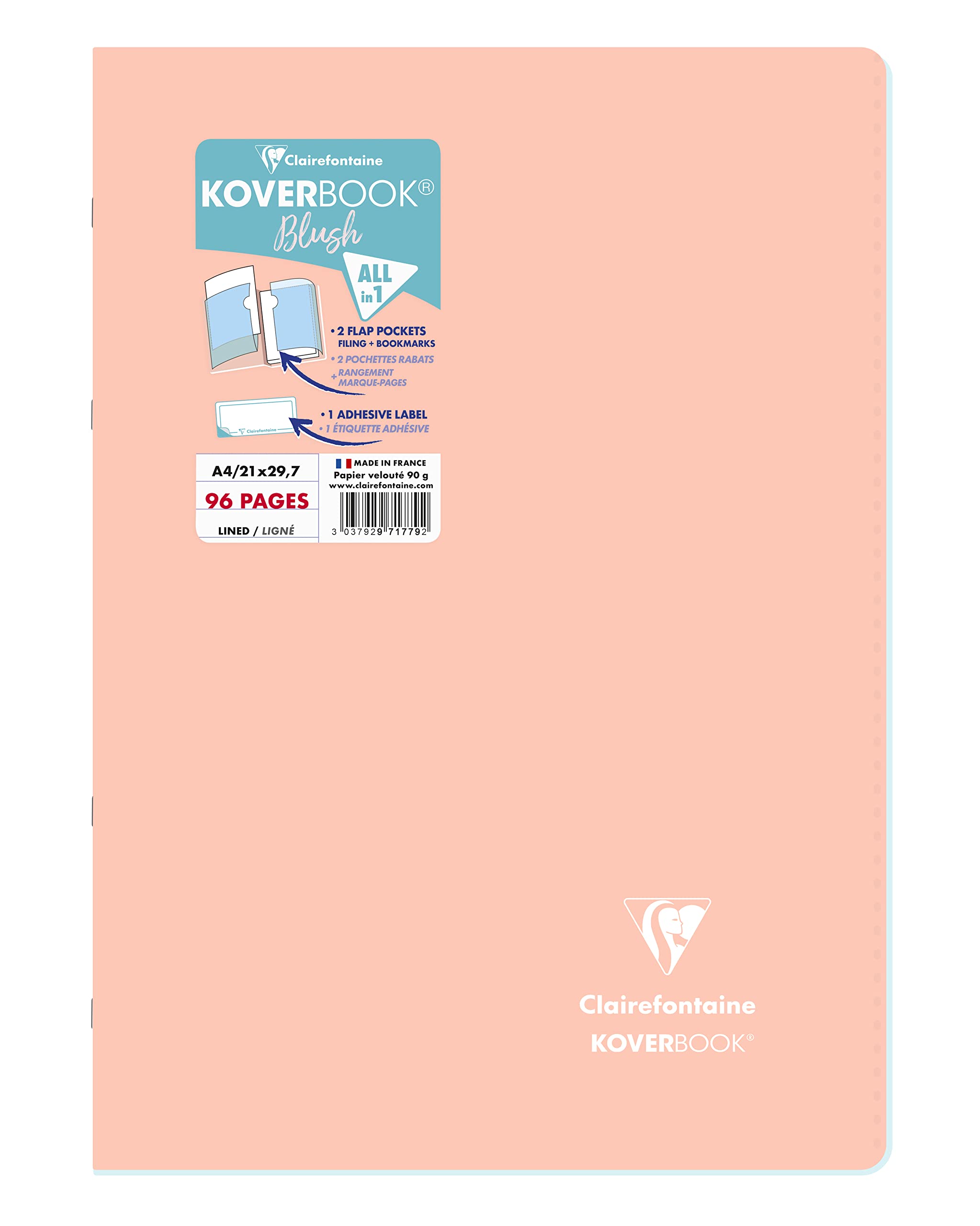 clairefontaine-koverbook-971779c-cahier-a4-lign-corail-96p image 1
