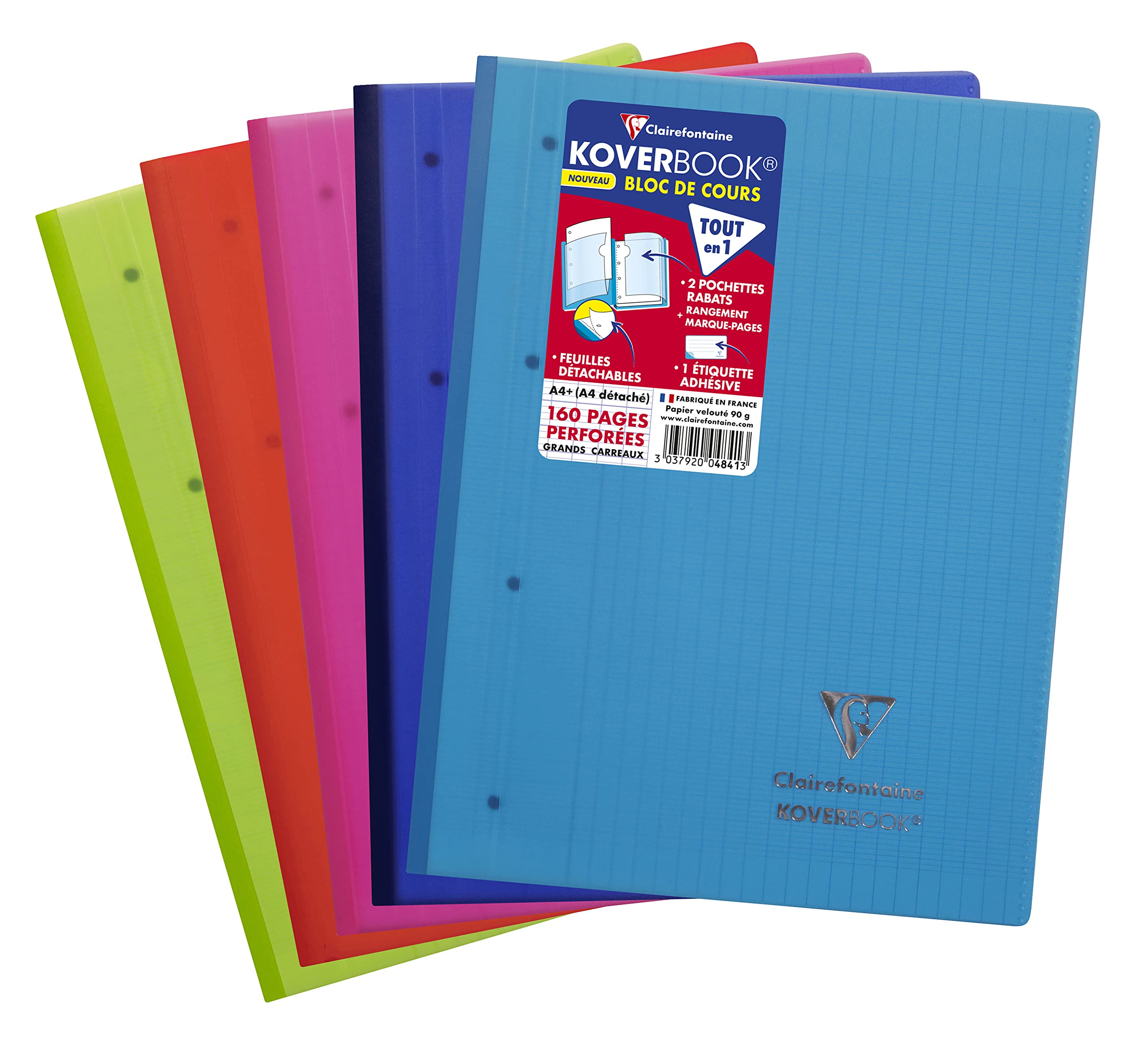 clairefontaine-koverbook-4841c-bloc-cours-a4-160-pages-grands-carreaux image 1