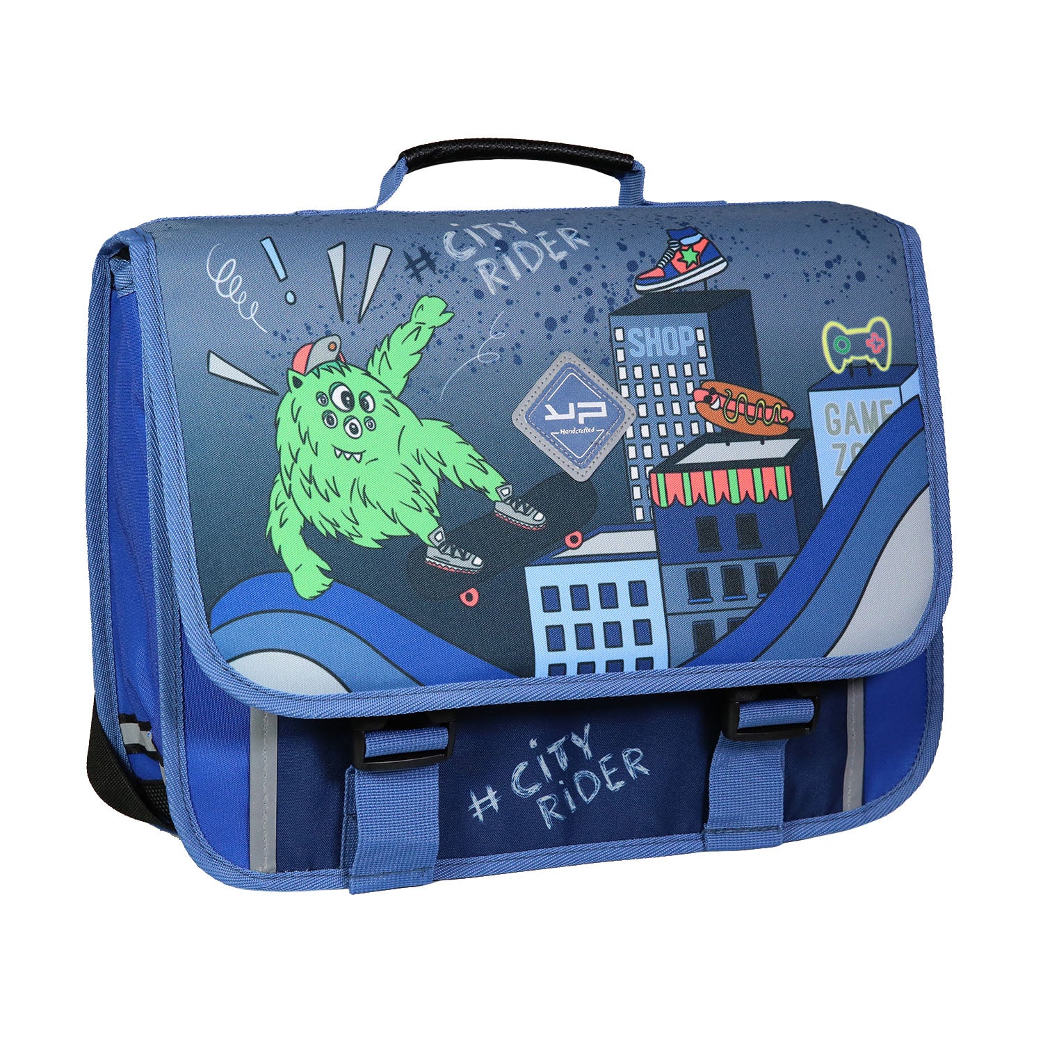 bodypack-monster-cartable-38-cm-bleu-2-compartiments-skate image 2