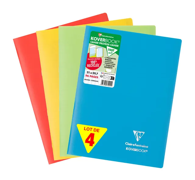 clairefontaine-forever-koverbook-cahier-a4-recycl-lot-de-4 image 1