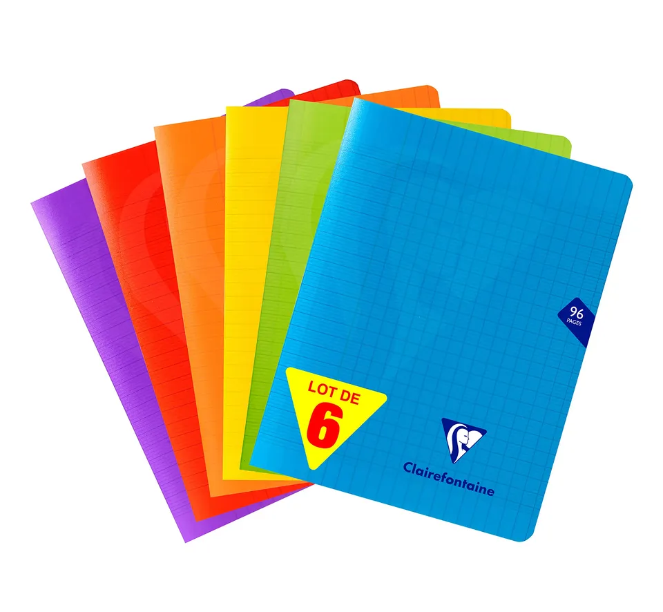 clairefontaine-lot-6-cahiers-17x22-96p-grands-carreaux image 1