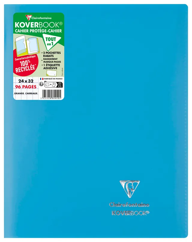 clairefontaine-koverbook-cahier-24x32-bleu-turquoise-90-g image 1