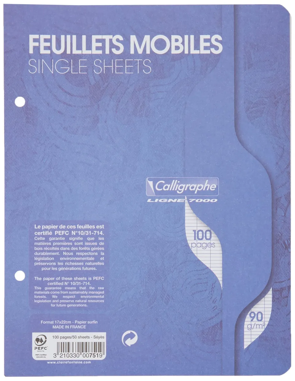 clairefontaine-calligraphe-feuillets-17x22-grands-carreaux-100-pages image 1