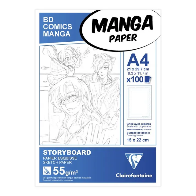clairefontaine-94037c-bloc-manga-storyboard-a4-100-feuilles-55g image 1
