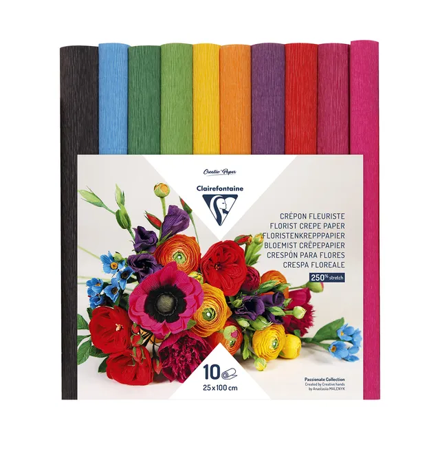 clairefontaine-tulip-papier-cr-pon-fleuriste-vifs-10-rouleaux-25x100-cm image 1