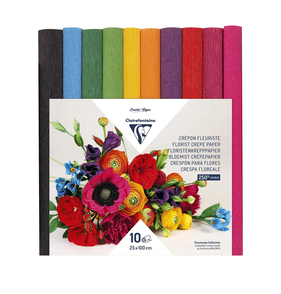 clairefontaine-tulip-papier-cr-pon-fleuriste-vifs-10-rouleaux-25x100-cm image 1