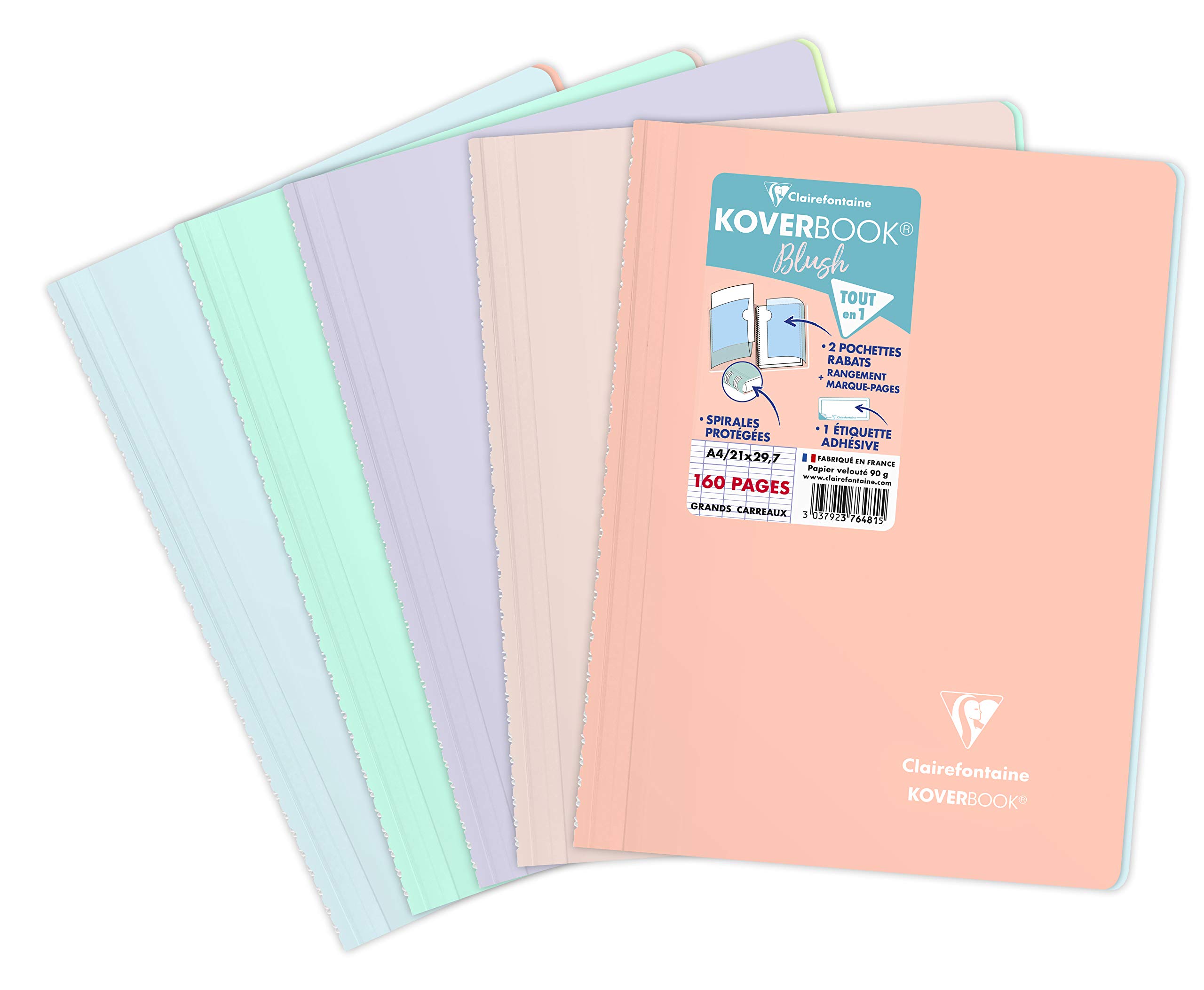 clairefontaine-koverbook-blush-376481c-cahier-spirale-a4-160p image 1