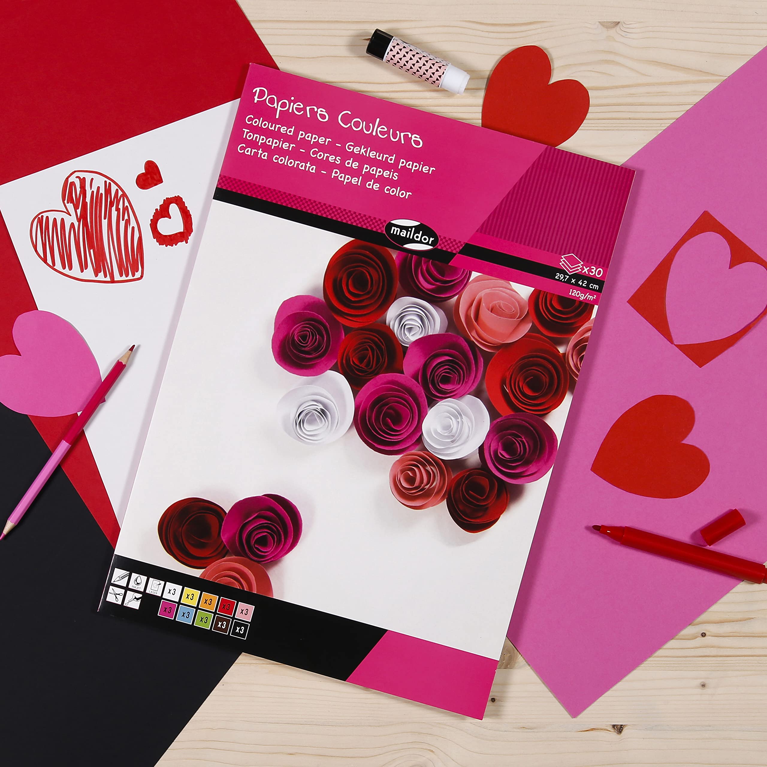 clairefontaine-back-to-basics-bloc-papier-couleur-a3-30-feuilles-assorties-120g image 4