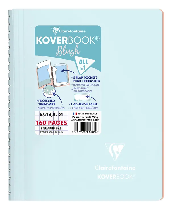 clairefontaine-koverbook-blush-366681c-carnet-a5-160-pages-carreaux image 1