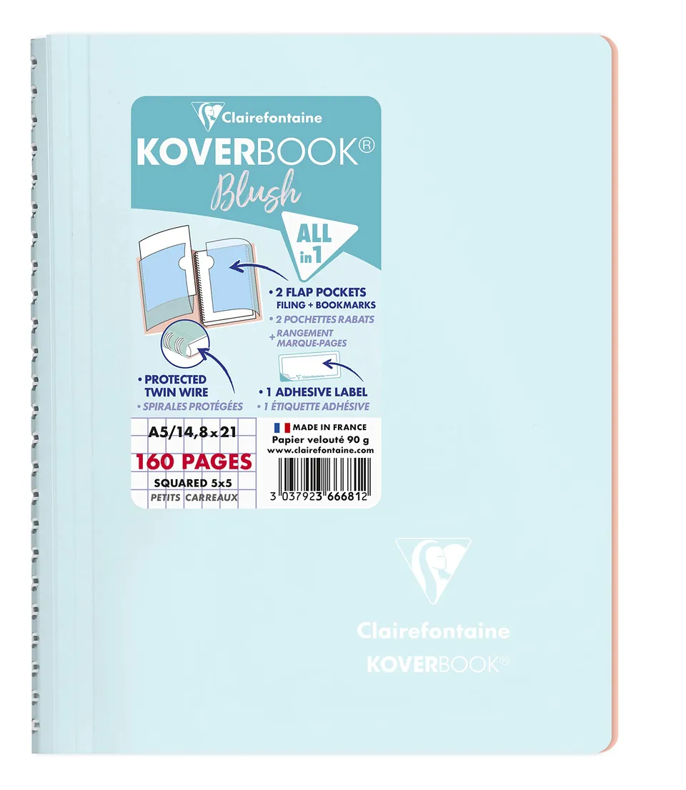 clairefontaine-koverbook-blush-366681c-carnet-a5-160-pages-carreaux image 1