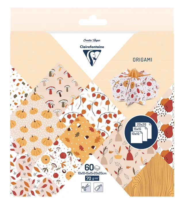 clairefontaine-95379c-papier-origami-automne-60-feuilles-3-formats image 1
