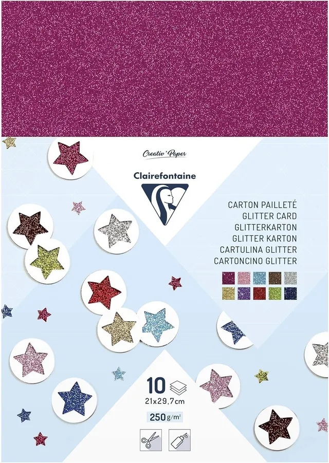 clairefontaine-tulip-papier-paillet-a4-x10-assortiment-200g image 1