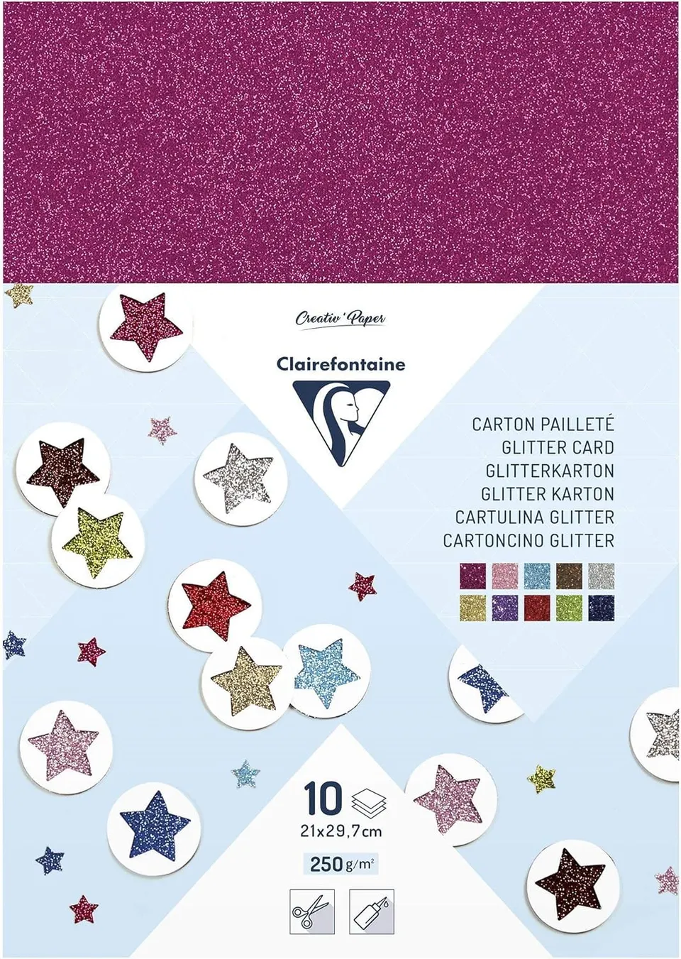 clairefontaine-tulip-papier-paillet-a4-x10-assortiment-200g image 1