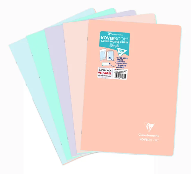 clairefontaine-koverbook-blush-cahier-a4-96p-grands-carreaux image 1