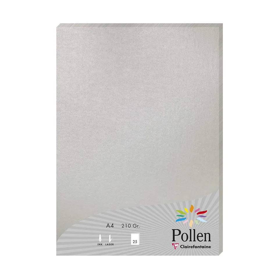 clairefontaine-pollen-feuilles-a4-210g-argent-paquet-de-25 image 1