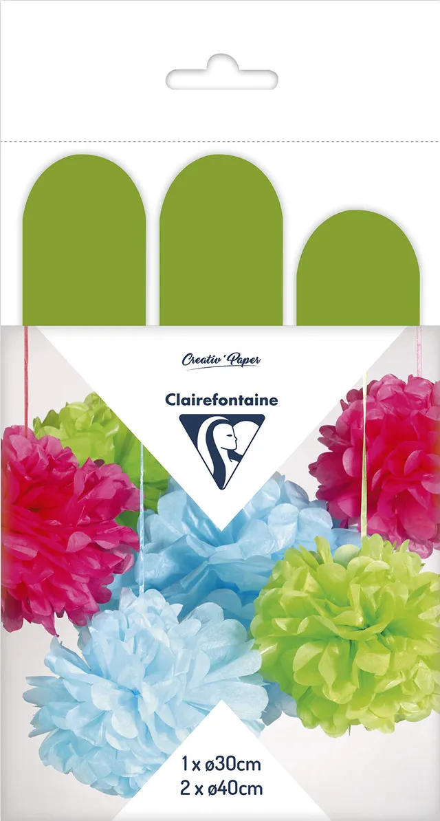 clairefontaine-tulip-395419c-pompons-soie-vert-pomme-lot-3 image 1